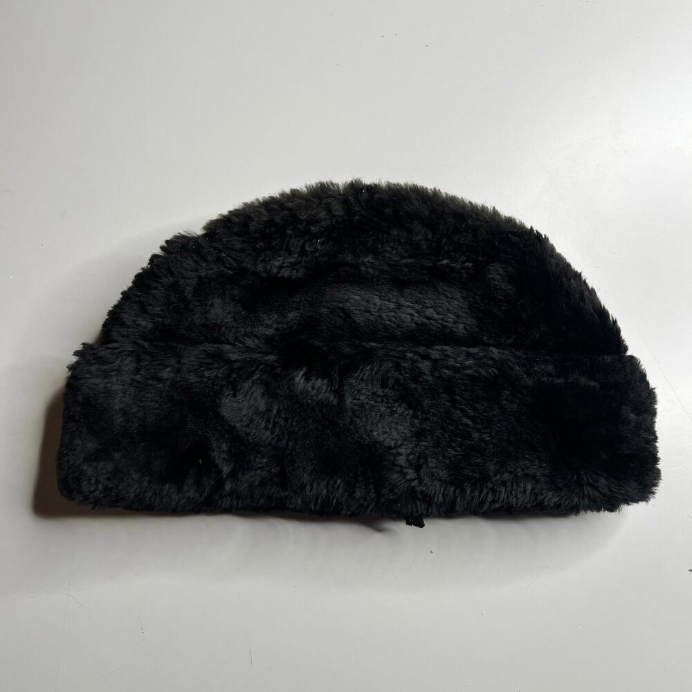 Vintage Black Mouton‎ Fur Hat Processed Lamb Winter Warm Classic USA Style